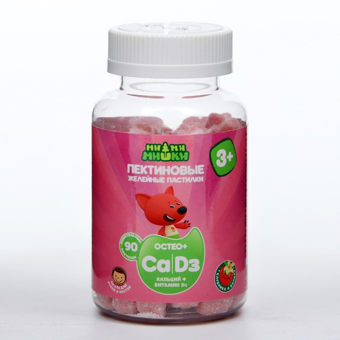 Остео + Кальций и Витамин Д Ми-Ми-Мишки со вкусом клубники и ванили, 90 пастилок по 2 г Остео + Кальций и Витамин Д Ми-Ми-Мишки со вкусом клубники и ванили, 90 пастилок по 2 г