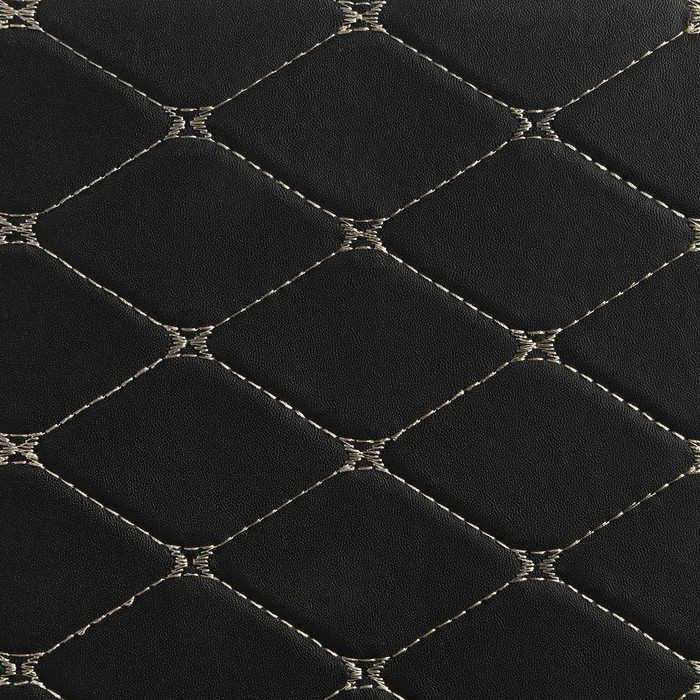 Органайзер кофр в багажник, C2R HT087, 48×30×30 см, экокожа, черный, бежевая строчка