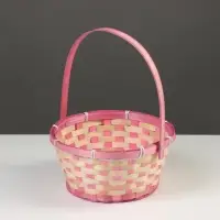 Корзина плетёная, бамбук, 21&times;21&times;10/24 см, розовая