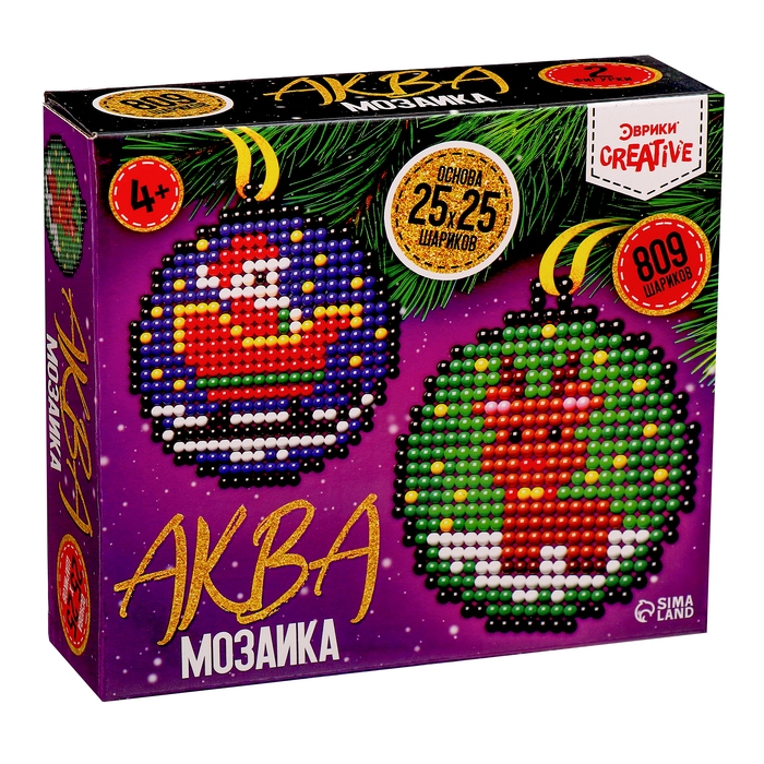 Аквамозаика «Шары с Дедом Морозом и оленёнком», 2 фигурки, 809 шариков Аквамозаика «Шары с Дедом Морозом и оленёнком», 2 фигурки, 809 шариков