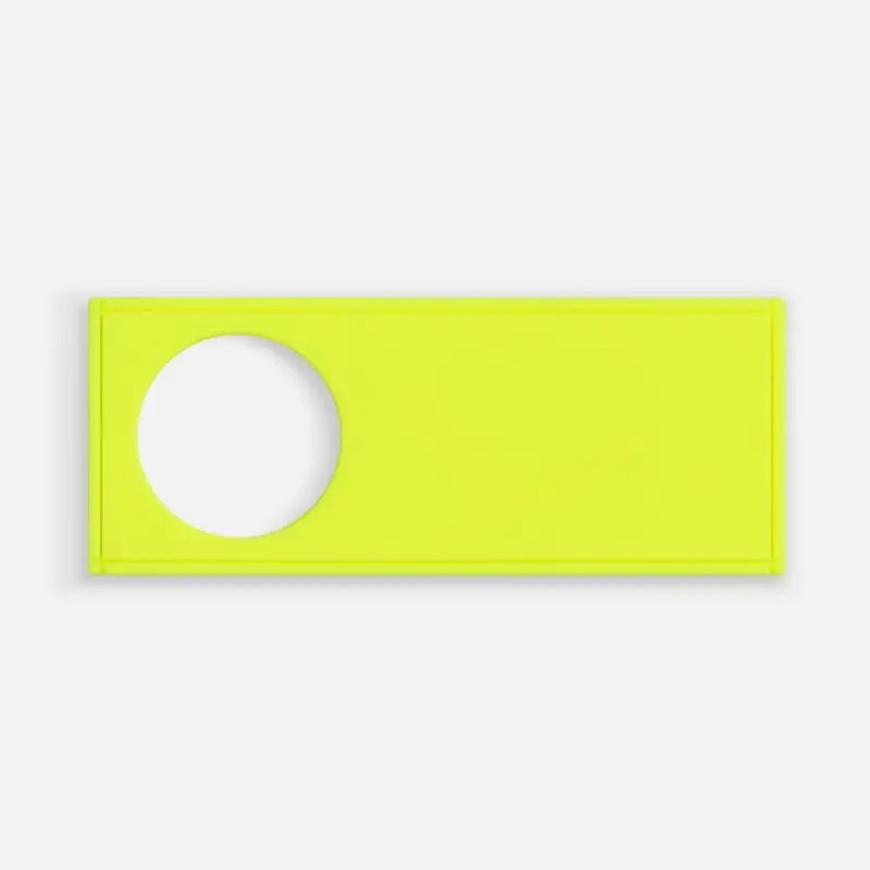 Лейбл из ПВХ с вырубкой «Круг», желтый неон Лейбл из ПВХ с вырубкой «Круг», желтый неон