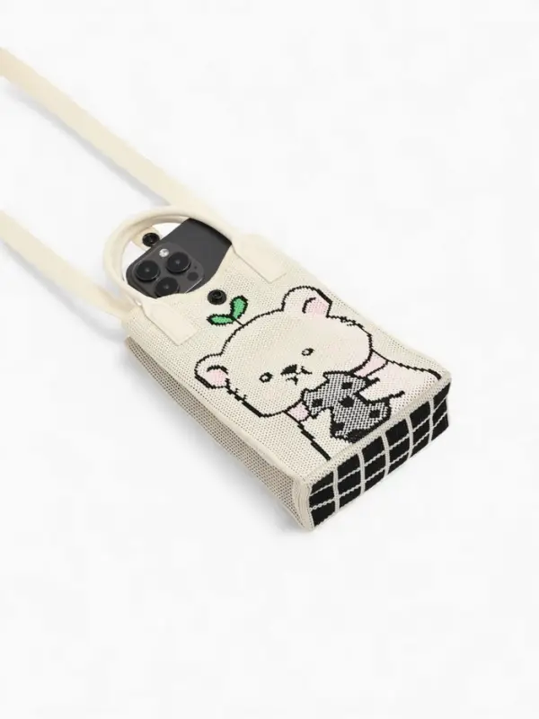 Сумка подр Мишка, 12*4*17, отд на кнопке, дл ремень, белый Сумка подр Мишка, 12*4*17, отд на кнопке, дл ремень, белый