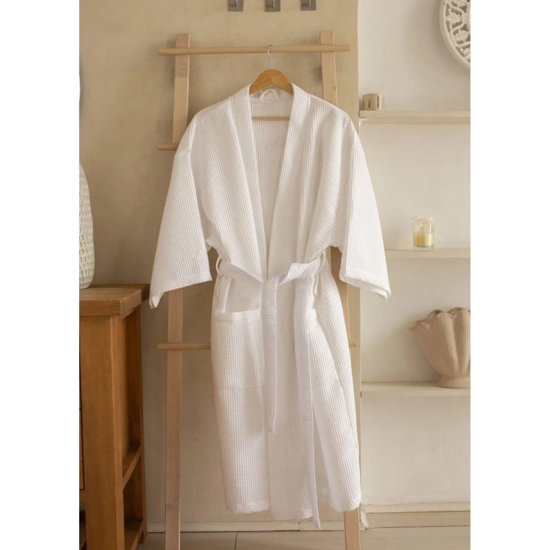 Халат вафельный Luscan Кимоно размер 54-56, белый