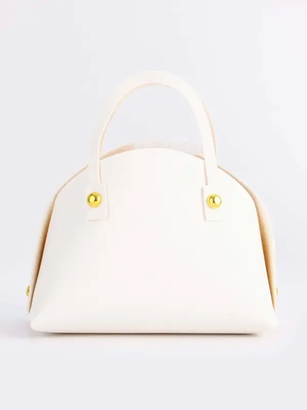 Кожаная подарочная сумочка для бижутерии и сувениров, белая с мешочком, 14&times;6.5&times;12.8 см