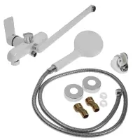 Смеситель для ванны ZEIN Z3415, картридж 35 мм, с душевым набором, цинк, белый/хром