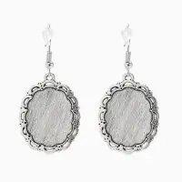 Серьги под натуральный камень &laquo;Натурель&raquo;, овал в кайме, красные в чернёном серебре