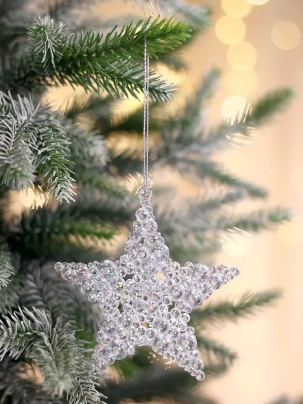 Ёлочные игрушки 2 шт. &laquo;Зимнее волшебство. Звезда - магия&raquo;, 9.5 см, прозрачный