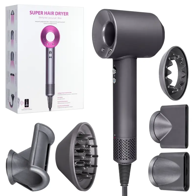 Набор фен SUPER HAIR DRYER Серый (6 в 1) 1.8м (10шт/кор)