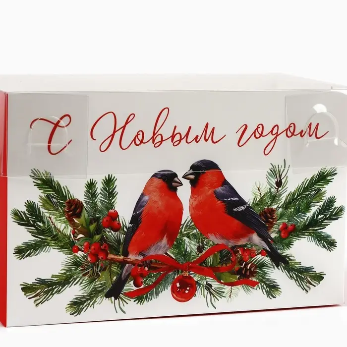 Коробка для капкейка «Снегири», 16 х 8 х 10 см Коробка для капкейка «Снегири», 16 х 8 х 10 см