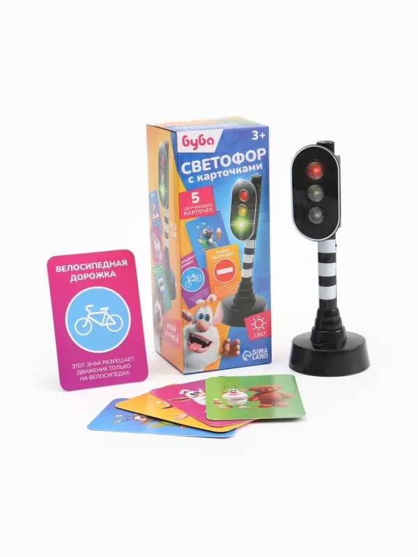 Светофор с обучающими карточками БУБА &laquo;Город&raquo;, свет