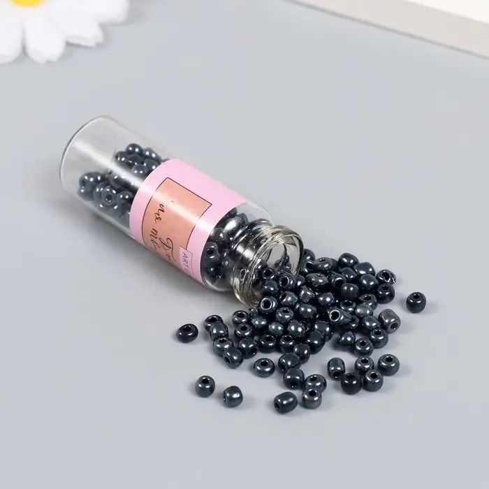 Бисер 6/0 в бутылочке  Бисер 6/0 в бутылочке "Полночь" 20 гр керамический блеск 6х2х2 см