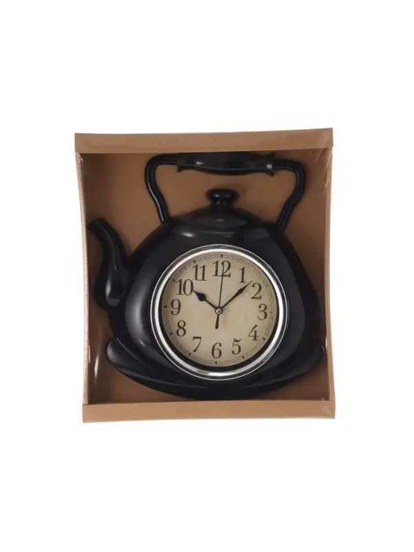 Часы настенные, серия: Кухня, &laquo;Чайник&raquo;, d=15 см, 25&times;29 см, чёрные