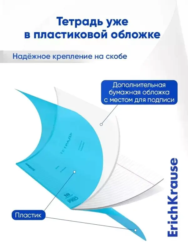 Тетрадь 18 листов в линейку ErichKrause CoverPro matt Pulse, МИКС