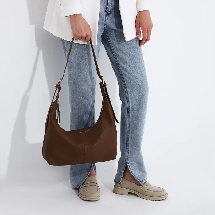 Сумка женская багет на молнии, 32&times;13&times;17 см, светло-коричневая