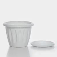 Горшок для цветов с поддоном &laquo;Фелиция&raquo;, 1.8 л, d=17.7 см, h=13.6 см, пластиковый, мраморный