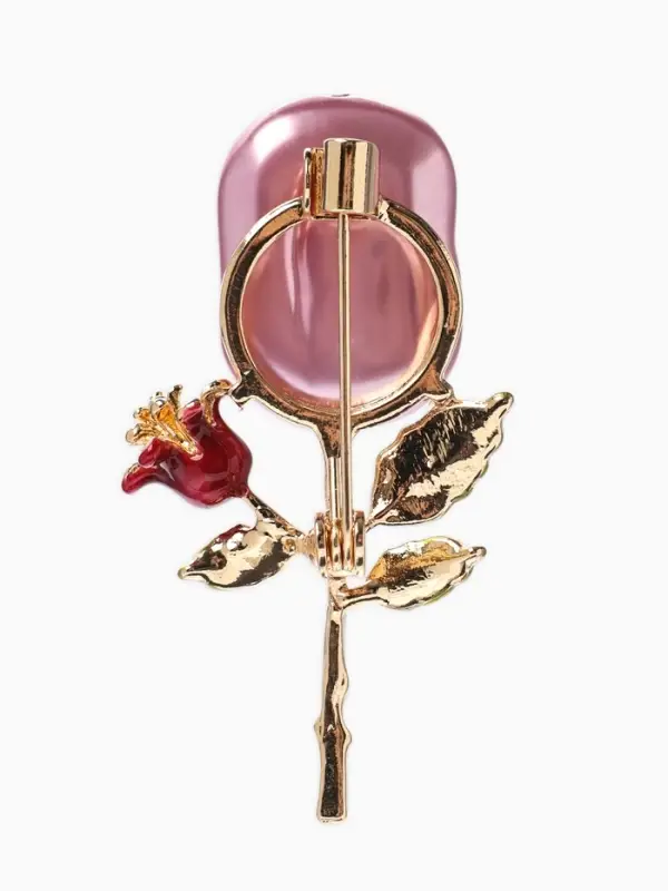 Брошь &laquo;Цветок&raquo; роза, жемчуг, цвет розовый в золоте