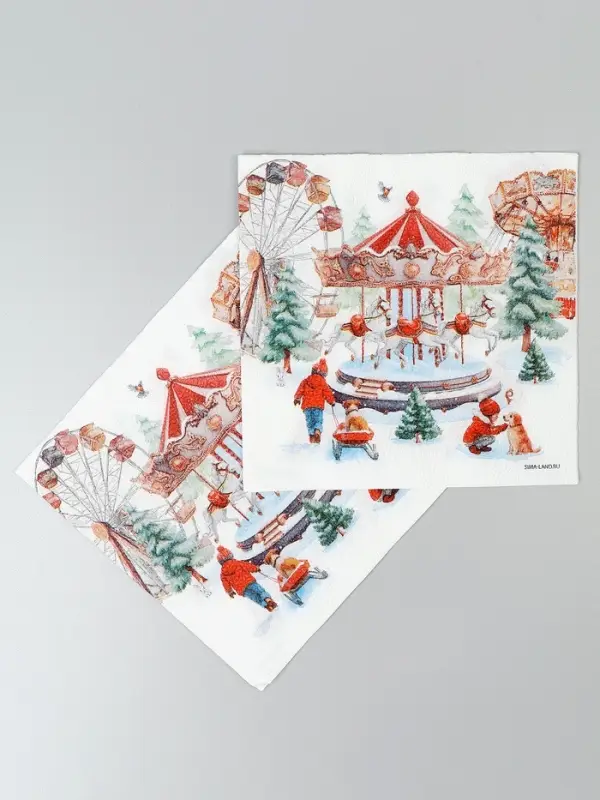 Салфетки бумажные двухслойные "Новогодние забавы", 33*33 см, набор 20 штук