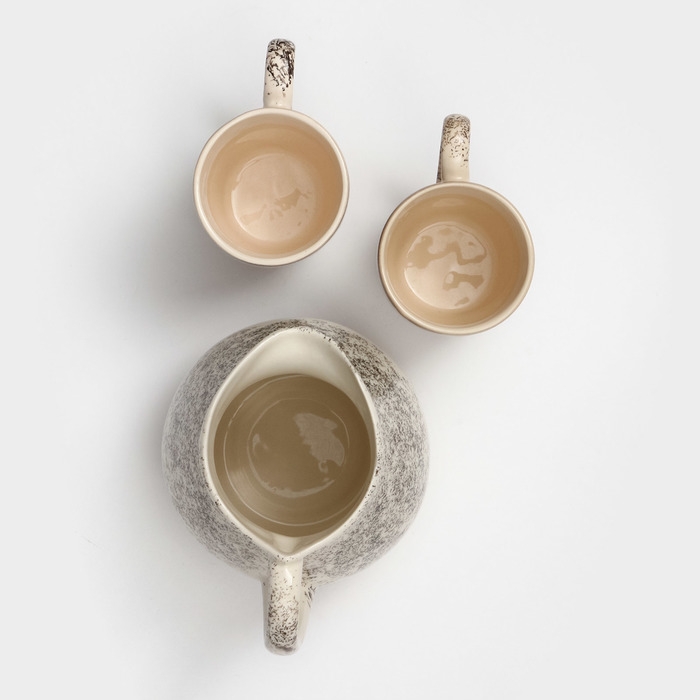 Набор посуды  Набор посуды "Персия", керамика, серый, 3 предмета: кувшин 1.5 л, кружки 350 мл, 1 сорт, Иран