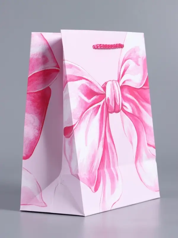 Пакет подарочный "Розовый бант" ламинированный 18 х 22,3 х 10 см