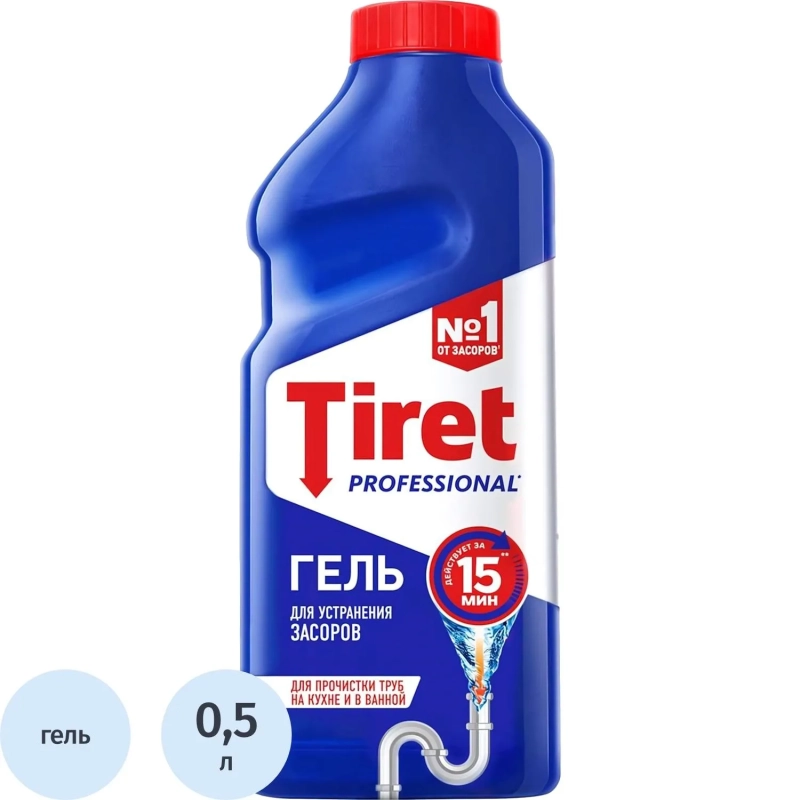 Средство для прочистки труб TIRET Professional гель 500мл