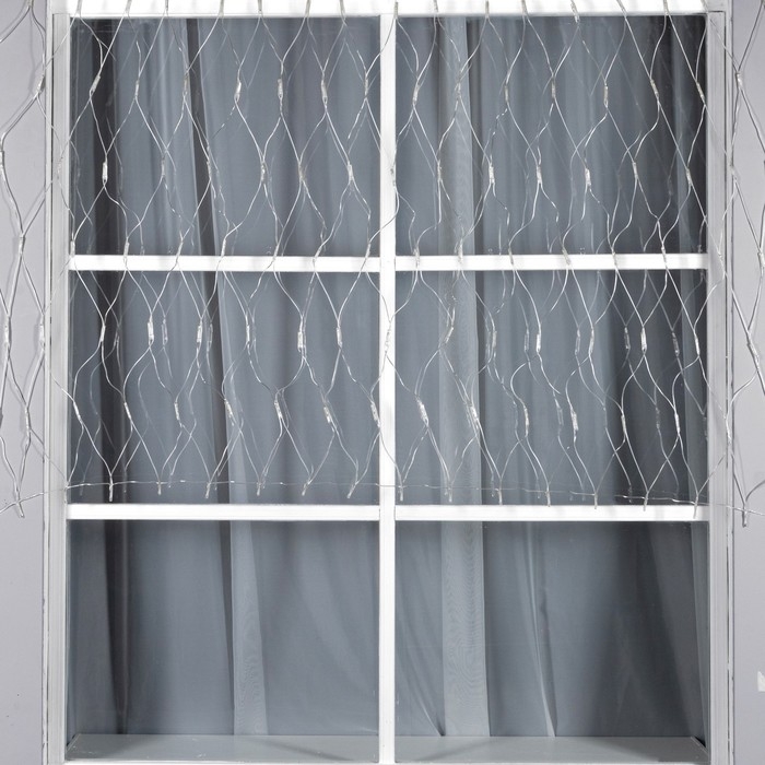 Гирлянда «Сеть» 1.2 × 1.5 м, IP44, УМС, прозрачная нить, 36 LED, свечение тёплое белое, мерцание белым 24 В