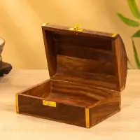 Шкатулка "Глу" 18х12,8х8 см, дерево шишам, латунь