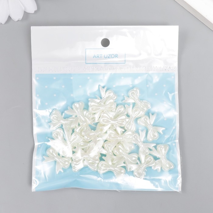 Декор для творчества пластик Декор для творчества пластик "Бант" жемчужный набор 25 шт 1,4х1,8 см