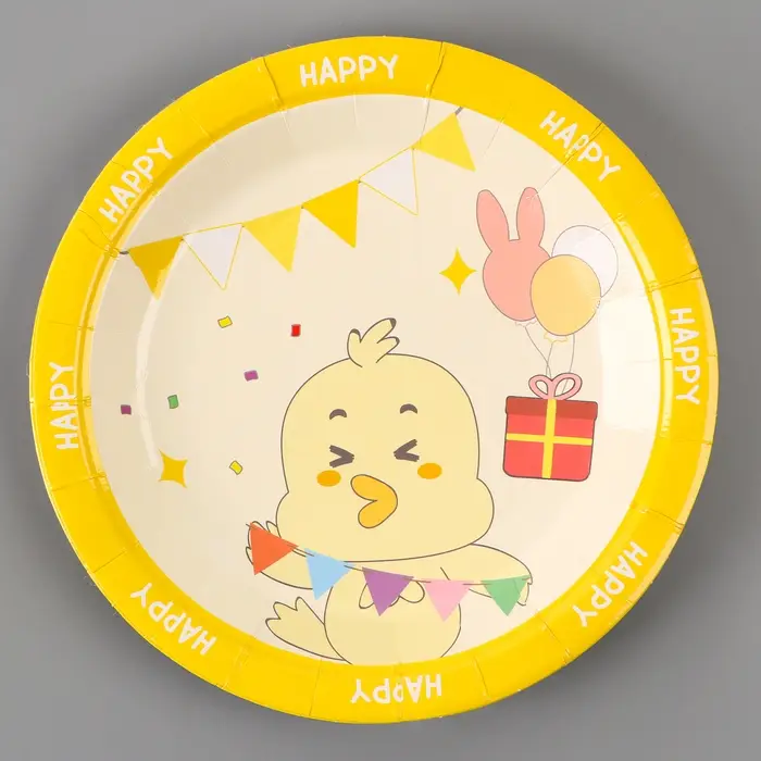 Тарелки бумажные одноразовые «Счастливый цыплёнок», 6 шт.