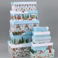 Коробка подарочная, набор 10 в 1 &laquo;Зимний городок&raquo;, 32.5&times;20&times;12.5 - 12&times;7&times;4 см