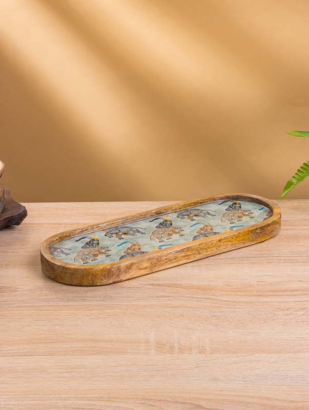 Набор розеток на подносе  Набор розеток на подносе "Мудрый слон" (3 шт) дерево манго 33,5х13х6,5 см