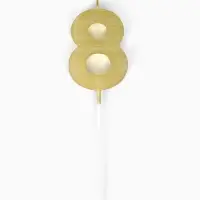 Свеча для торта &laquo;Элемент&raquo;, цифра "8" золотая