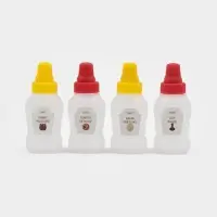 Бутылки для соуса &laquo;Мини&raquo;, набор 4 шт., 24 мл, 7.4&times;3&times;2.6 см, пластик, прозрачные, наклейка МИКС