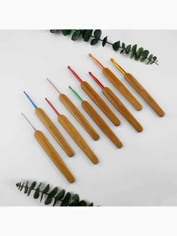 Набор крючков для вязания, с бамбуковыми ручками, d=2-6 мм, 13.5 см, 9 шт.