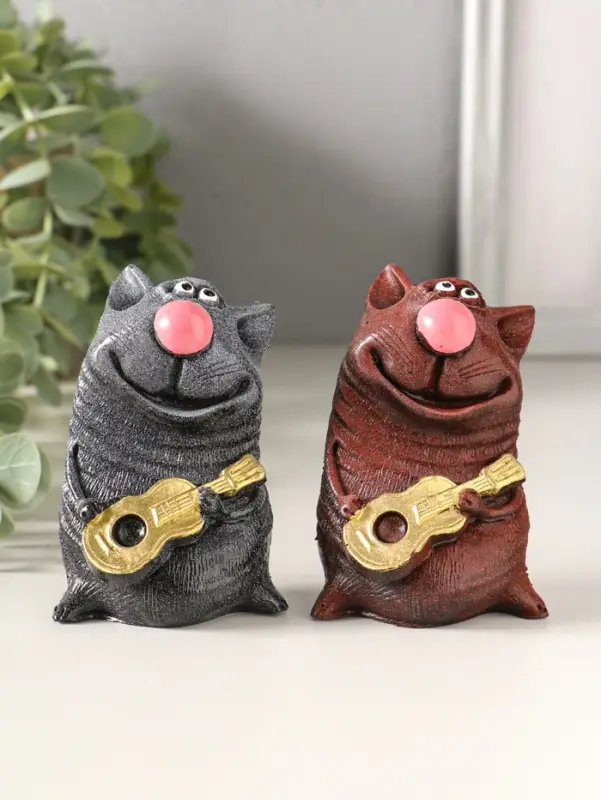 Сувенир Кот с гитарой,микс 8,5х5,5х4см