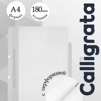 Папка-скоросшиватель с перфорацией Calligrata, А4, 180 мкм, белая с прозрачным верхом