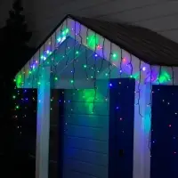 Гирлянда &laquo;Бахрома&raquo; 3&times;0.6 м, IP44, УМС, тёмная нить, 160 LED, свечение мульти, 220 В