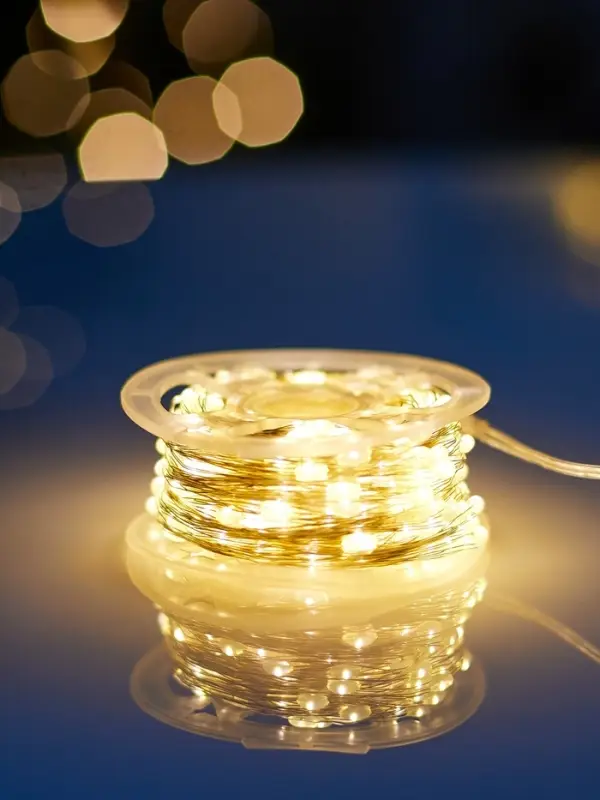 Гирлянда &laquo;Нить&raquo; 50 м, роса, IP44, серебристая нить, 500 LED, пульт, 36 В, свечение тёплое белое