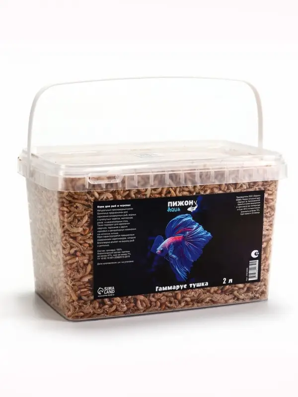Корм для рыб и черепах &laquo;Пижон&raquo; гаммарус тушка, ведро, 2 л