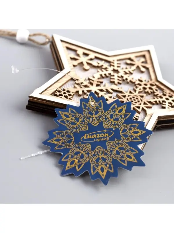 Ёлочная игрушка &laquo;Звезда в снежинках&raquo;, 13&times;13&times;1 см, 3 LED, от батареек, свечение тёплое белое