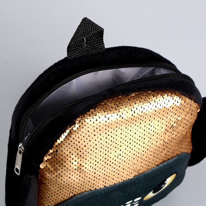 Рюкзак детский с пайетками «Чёрный дракончик», р. 23 × 28 см