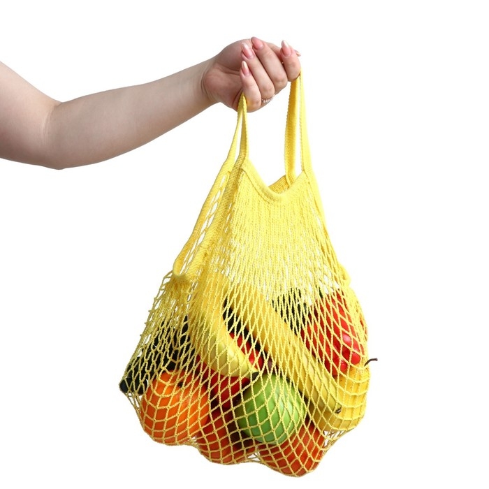 Авоська плетеная сумка, 37 х 20 см, ручка 12 см, клетка 1.5 см, жёлтая Авоська плетеная сумка, 37 х 20 см, ручка 12 см, клетка 1.5 см, жёлтая