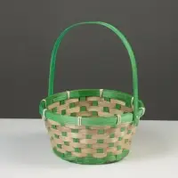 Корзина плетёная, бамбук, 21&times;21&times;10/24 см, зелёная
