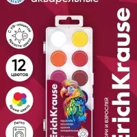 Акварель 12 цветов, ErichKrause Safari, с УФ защитой яркости, без кисти, твёрдый пластик, европодвес
