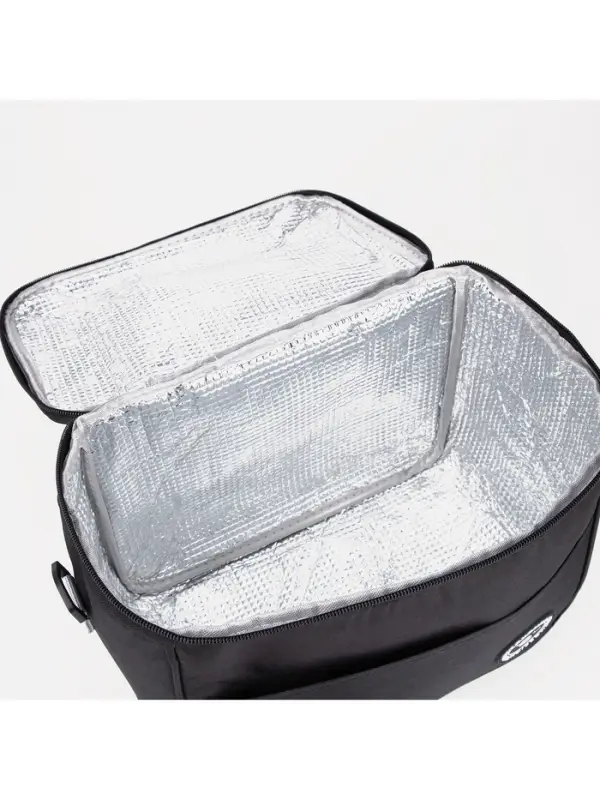 Термосумка на молнии, объём 12.5 л, наружный карман, регулируемый ремень, чёрная