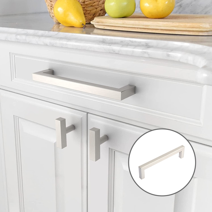 Ручка-скоба CAPPIO SQUARE RSC008, нержавеющая сталь, м/о 128 мм, цвет серебро, 4 шт.