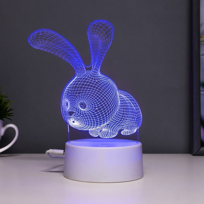 Светильник сенсорный  Светильник сенсорный "Кролик" LED 7 цветов USB/от батареек белый