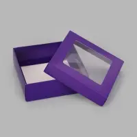 Коробка складная, крышка-дно, с окном, фиолетовая, 15&times;15&times;5 см