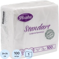 Салфетки бумажные Plushe Standart 24х24см 1сл 100шт/уп