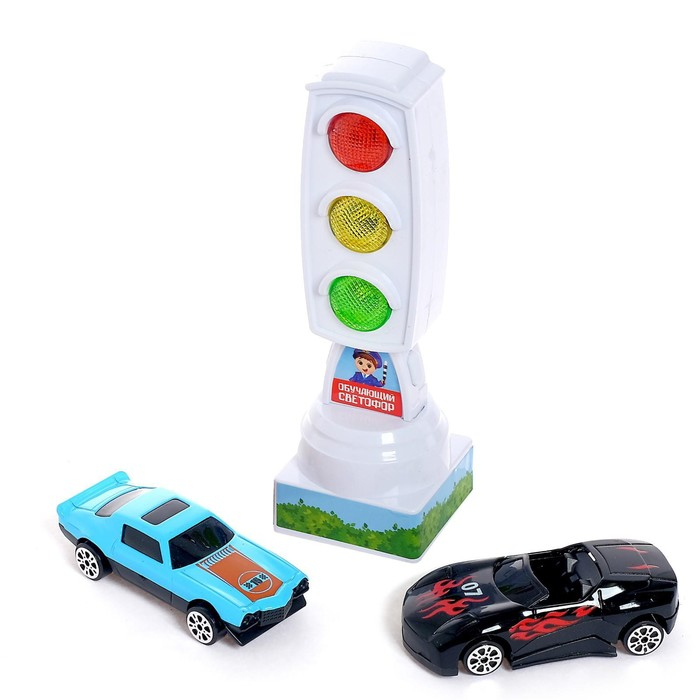 Светофор с машинками &laquo;Изучаем ПДД&raquo;, световые эффекты, русский чип, МИКС