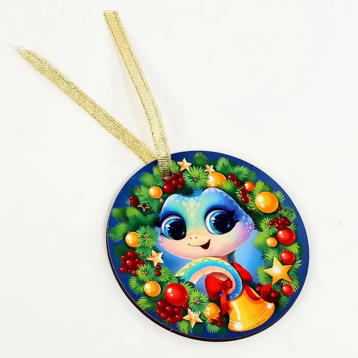 Ёлочная игрушка - подвеска деревянная «Новый год! Змея», символ года 2025 Ёлочная игрушка - подвеска деревянная «Новый год! Змея», символ года 2025